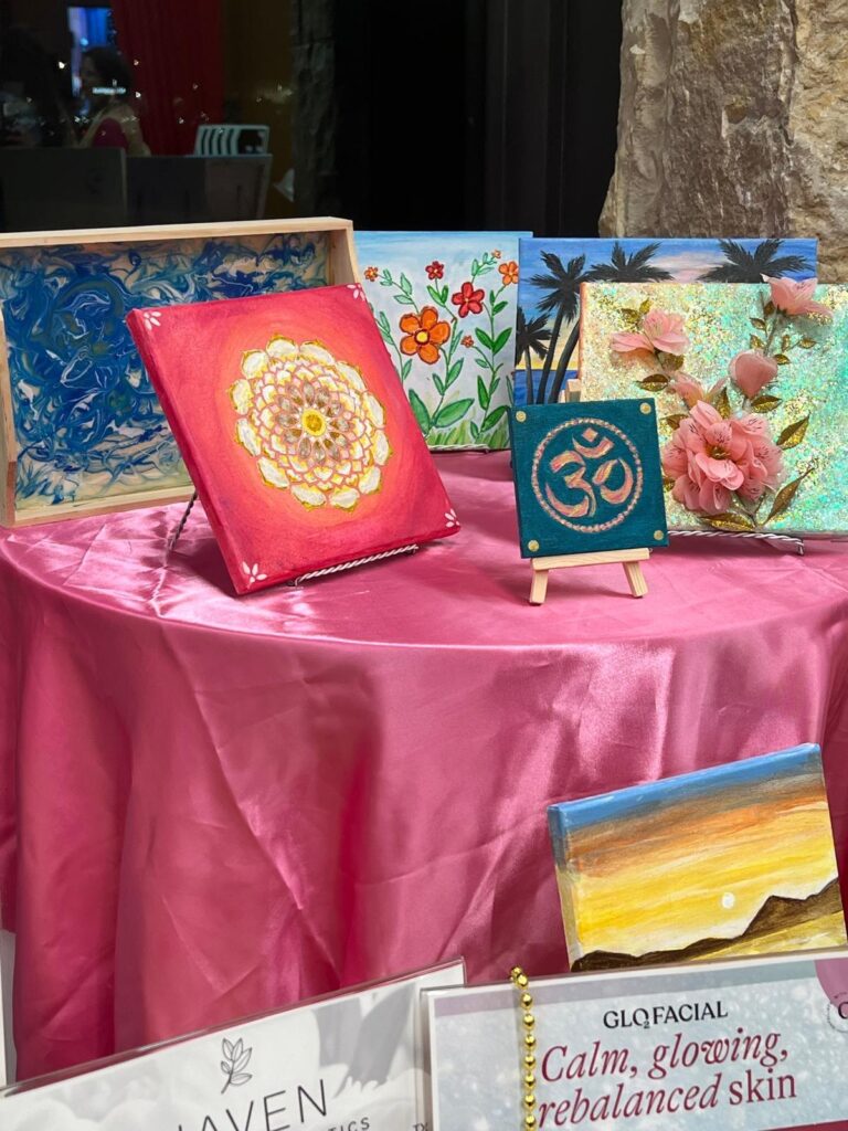 Handmade canvas paintings by Meraki Arts donated for silent auction San Antonio 2025